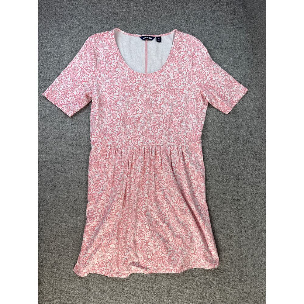 Lands End Dress Floral Pockets Short Sleeve Casual Trad Wife‎ Size XL